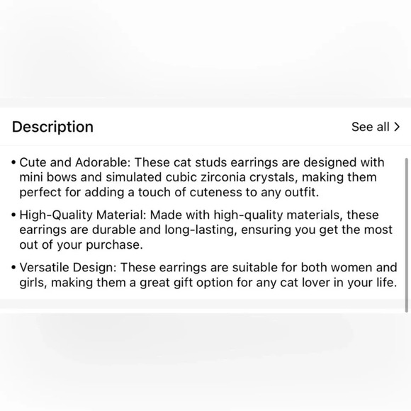 Black Rhinestone Cat Stud Earrings - Picture 6 of 6